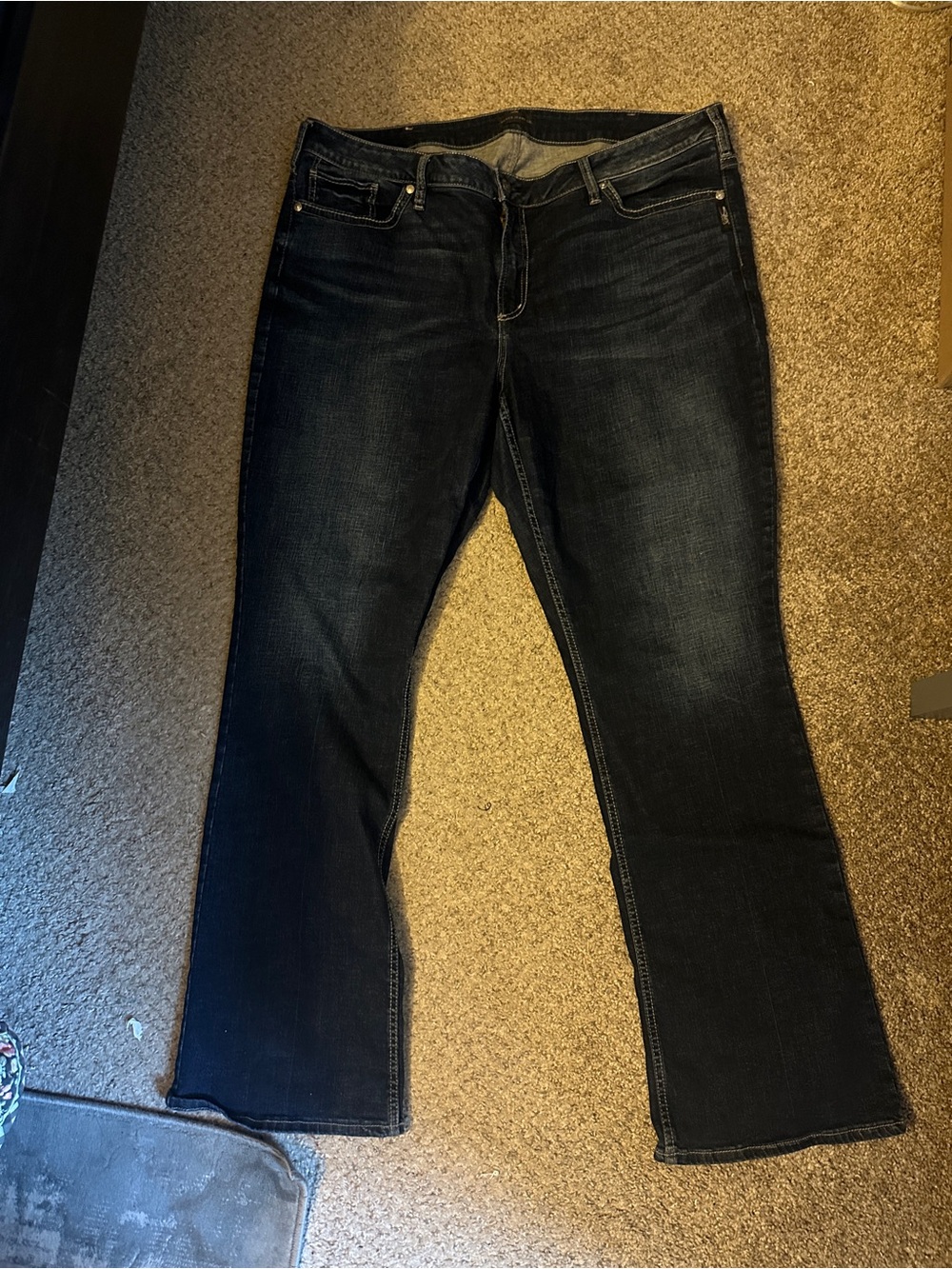 Plus sz 22 Silver Jeans Women's Boot Cut in Dark Black Wash